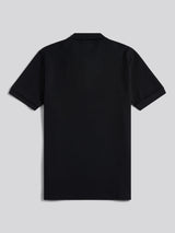 Mens Waffle Texture Polo Shirt in Black