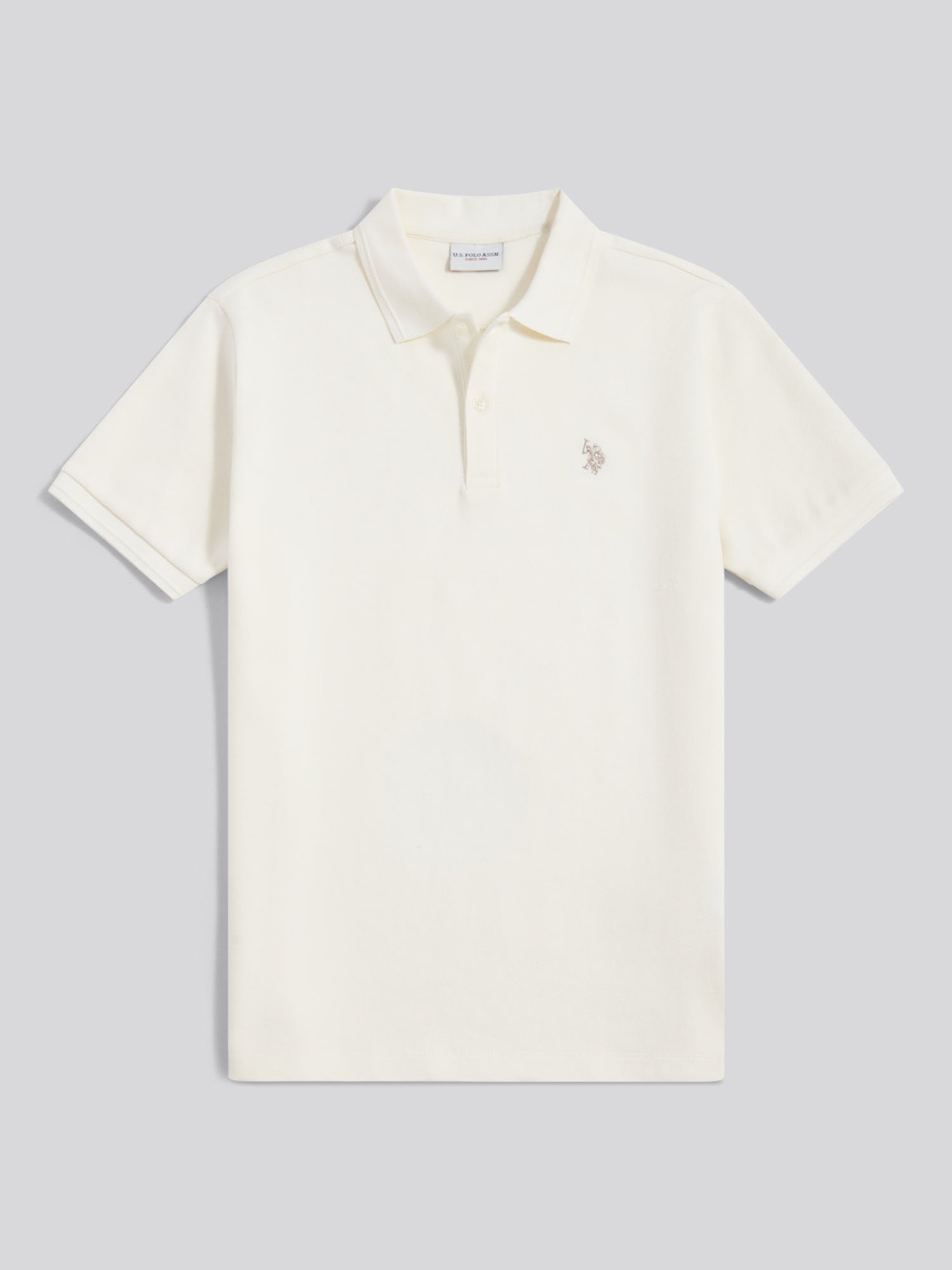 Mens Twill Texture Polo Shirt Whisper White
