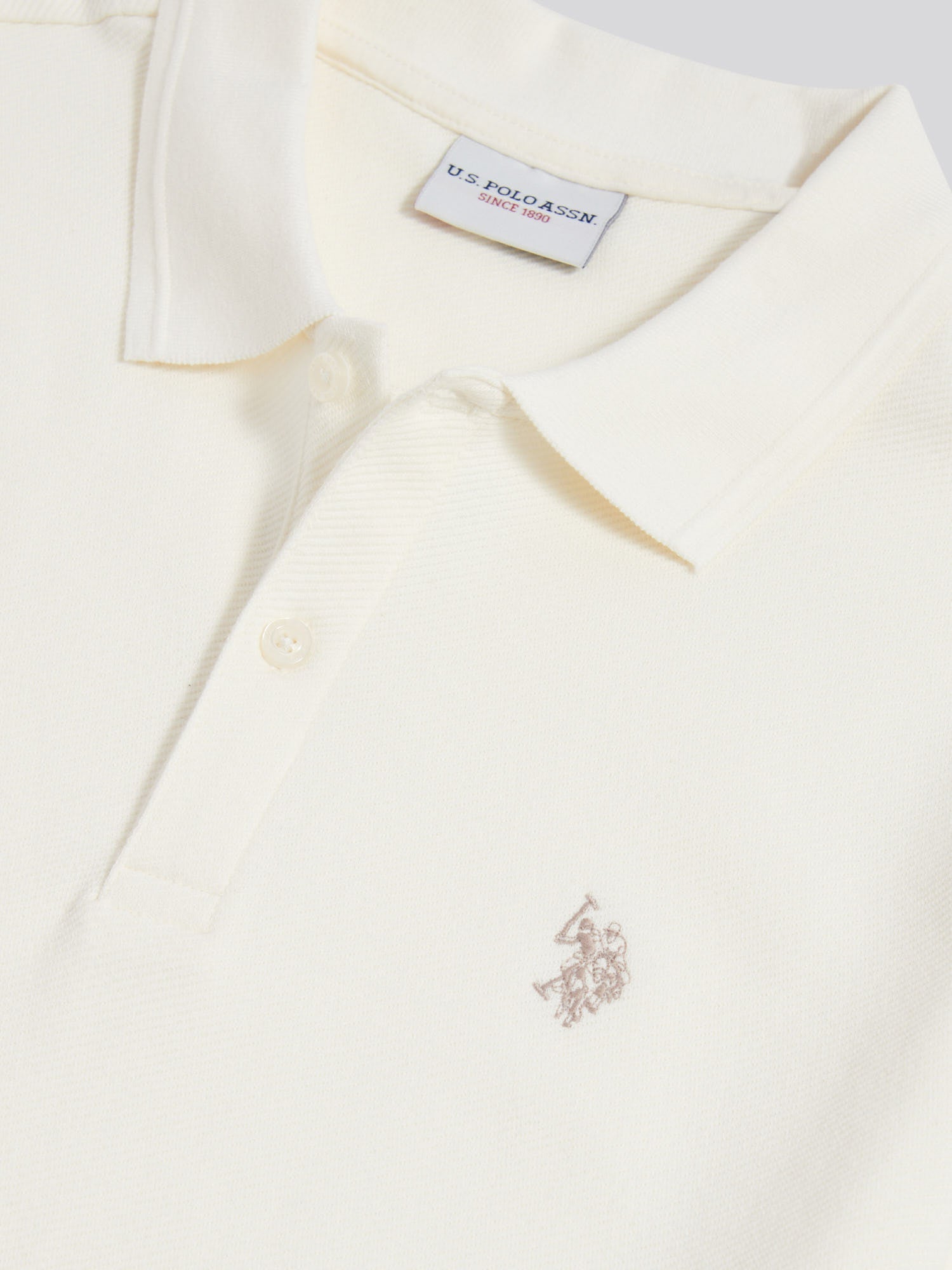 Mens Twill Texture Polo Shirt Whisper White