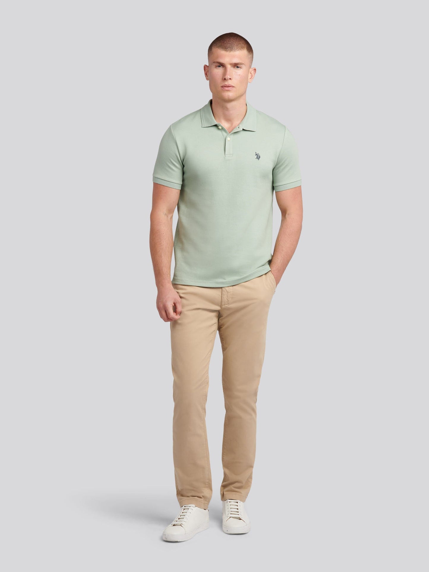Mens Twill Texture Polo Shirt Iceberg Green