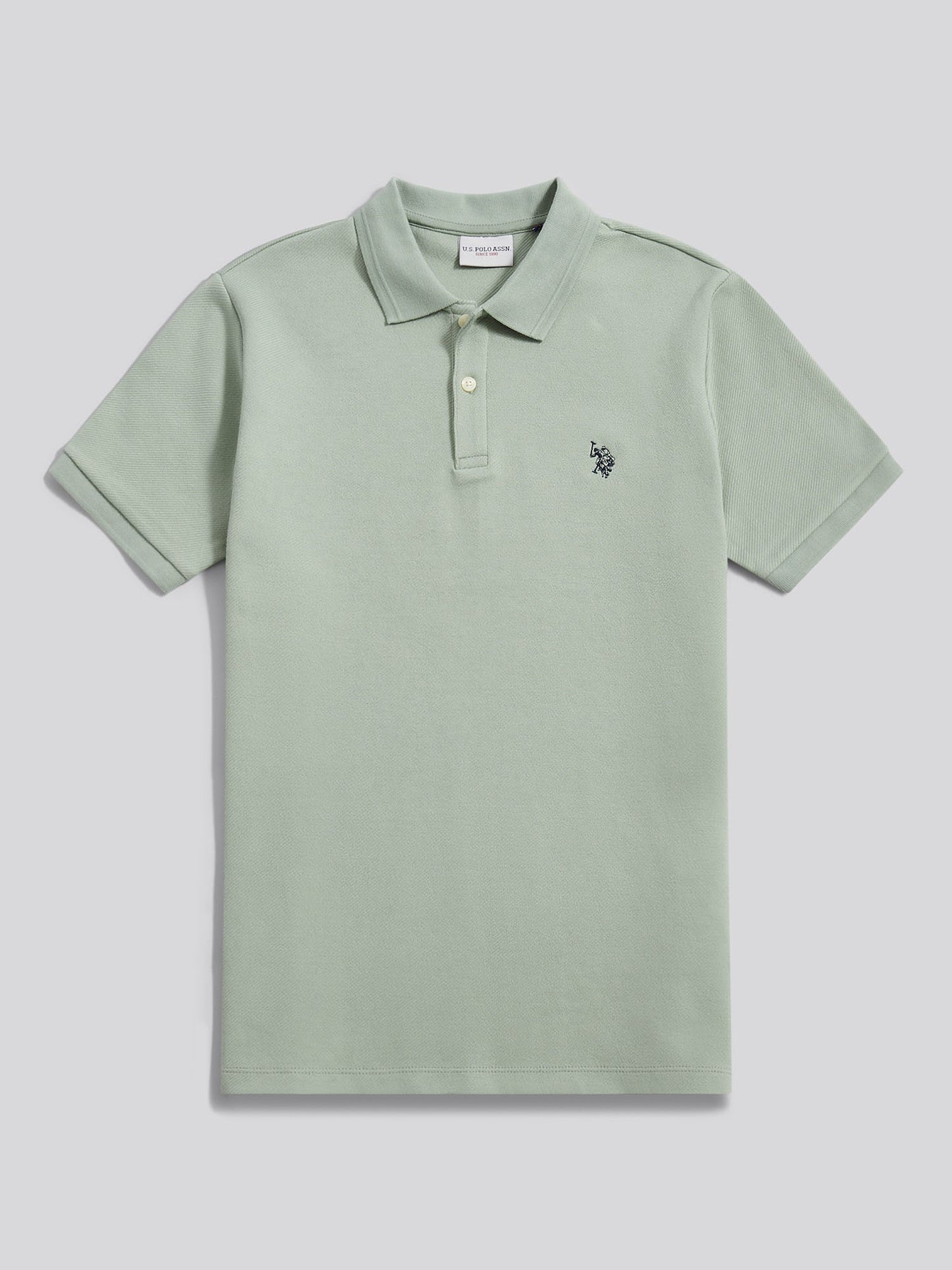 Mens Twill Texture Polo Shirt Iceberg Green