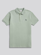 Mens Twill Texture Polo Shirt Iceberg Green