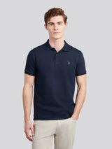 Mens Twill Texture Polo Shirt Dark Sapphire Navy / Moonlight Blue DHM