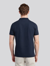 Mens Twill Texture Polo Shirt Dark Sapphire Navy / Moonlight Blue DHM