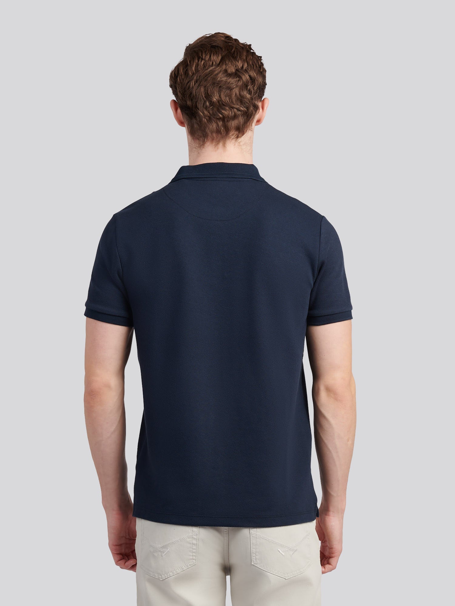 Mens Twill Texture Polo Shirt Dark Sapphire Navy / Moonlight Blue DHM