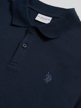 Mens Twill Texture Polo Shirt Dark Sapphire Navy / Moonlight Blue DHM
