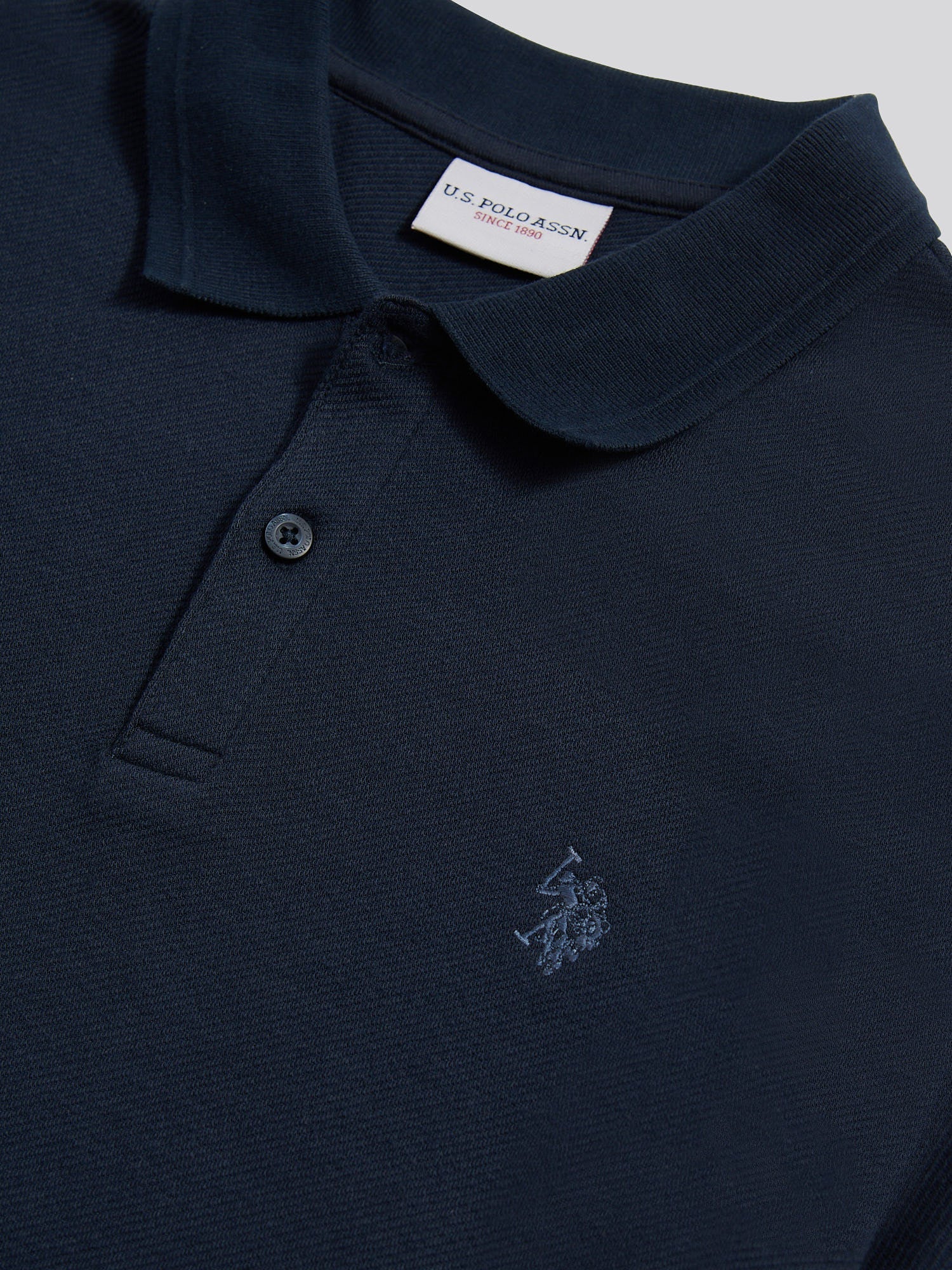 Mens Twill Texture Polo Shirt Dark Sapphire Navy / Moonlight Blue DHM