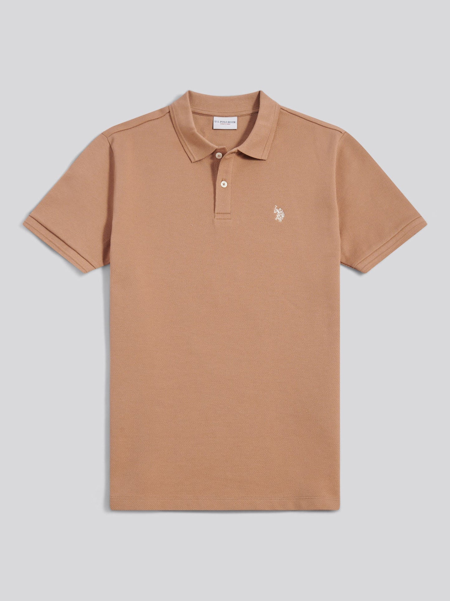 Mens Twill Texture Polo Shirt Burro
