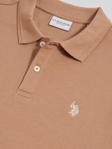 Mens Twill Texture Polo Shirt Burro