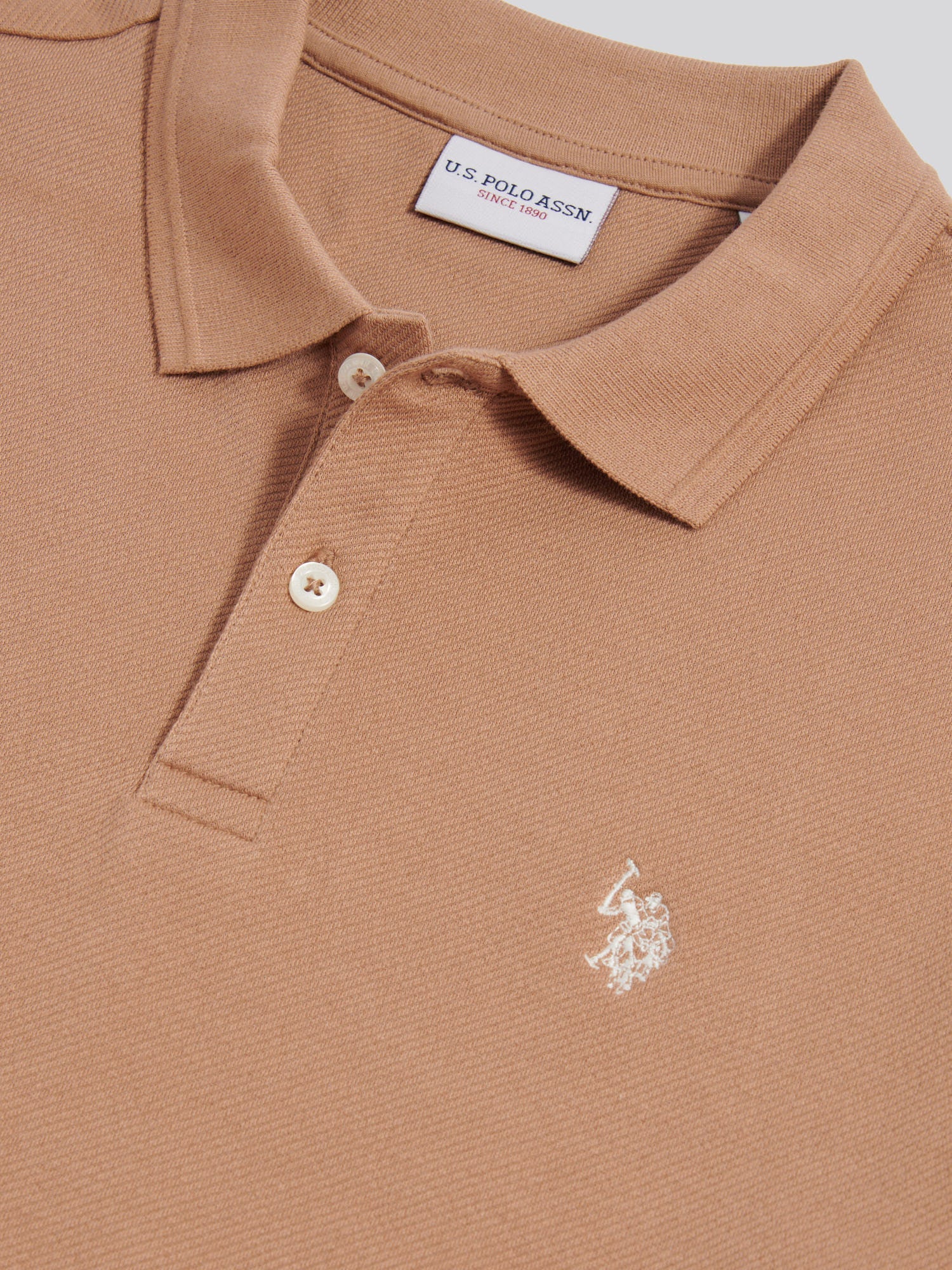 Mens Twill Texture Polo Shirt Burro