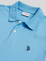 Mens Vertical Texture Polo Shirt in Heritage Blue