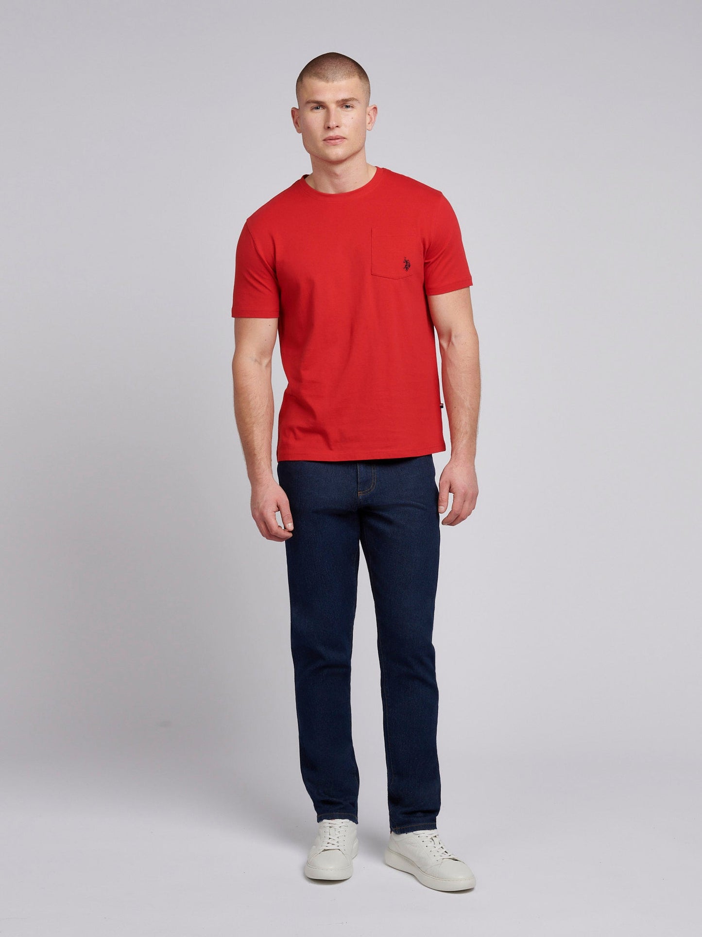 Mens Double Horsemen Pocket T-Shirt in Haute Red