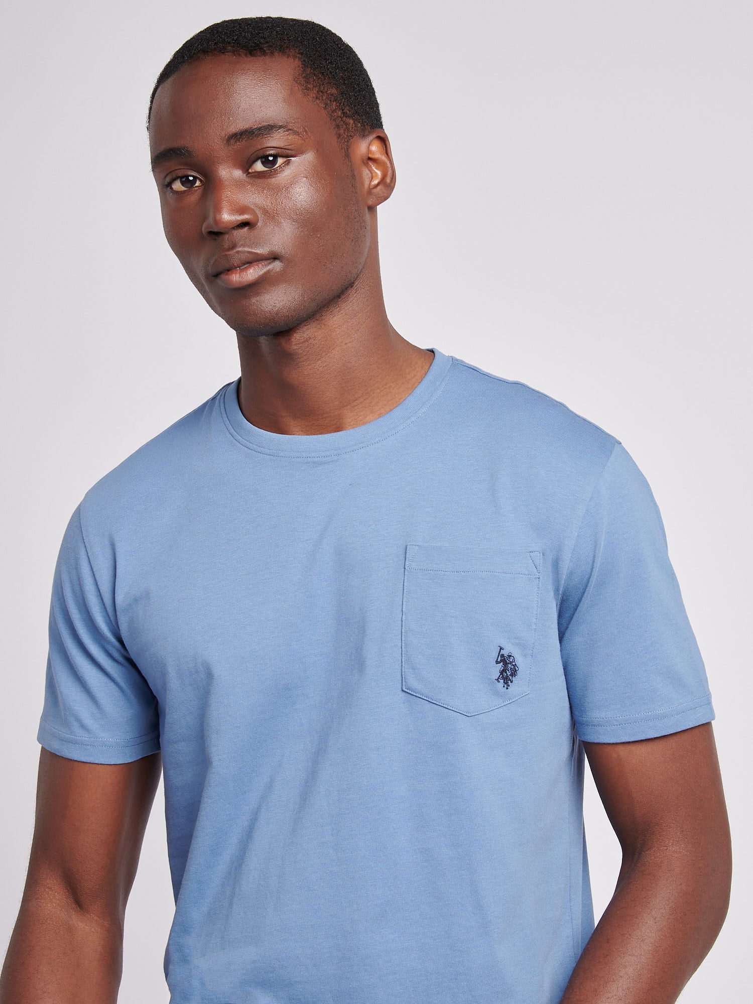 Mens Double Horsemen Pocket T-Shirt in Blue Horizon