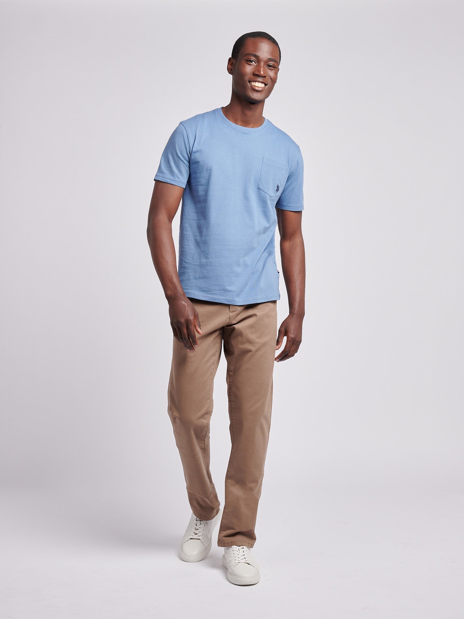 Mens Double Horsemen Pocket T-Shirt in Blue Horizon