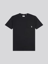 Mens Double Horsemen Pocket T-Shirt in Black Bright White DHM