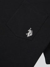 Mens Double Horsemen Pocket T-Shirt in Black Bright White DHM