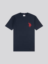 Mens Large Player T-Shirt in Dark Sapphire Navy / Haute Red DHM