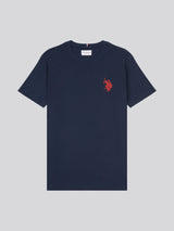 Mens Large Double Horsemen T-Shirt in Dark Sapphire Navy / Haute Red DHM