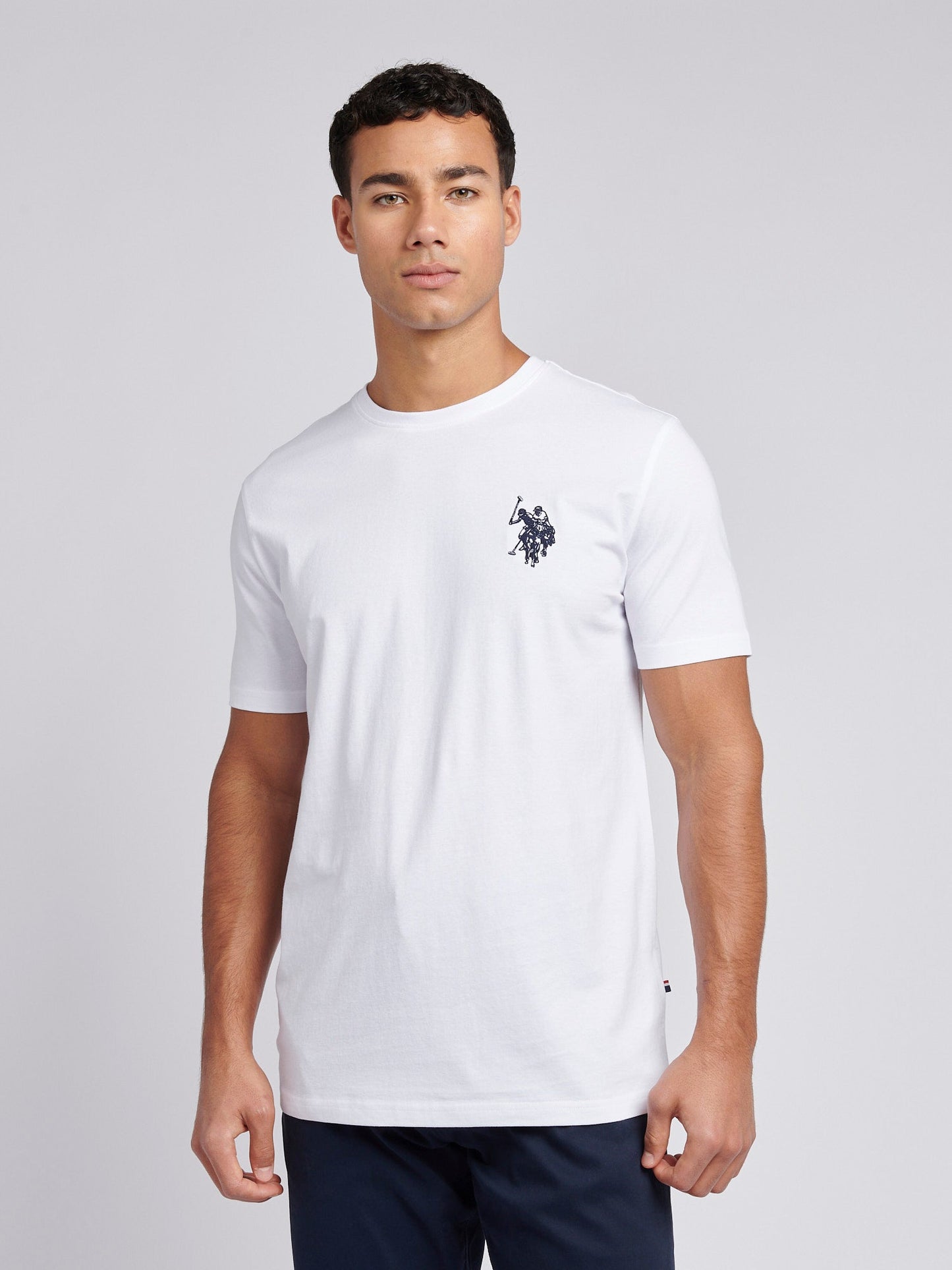 Mens Large Double Horsemen T-Shirt in White / Dark Sapphire Navy DHM