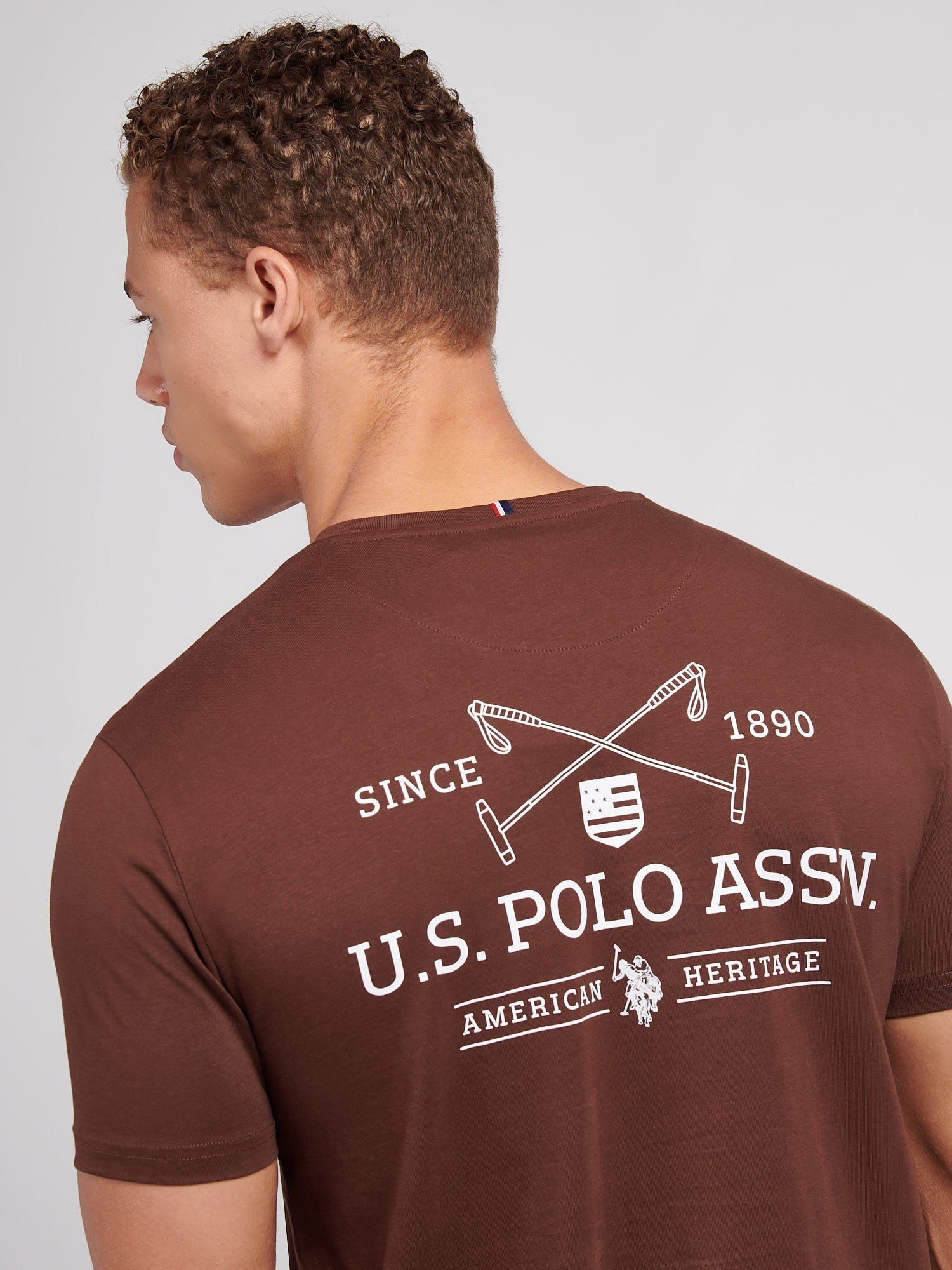 Mens USPA Back Graphic T-Shirt in Chocolate Martini