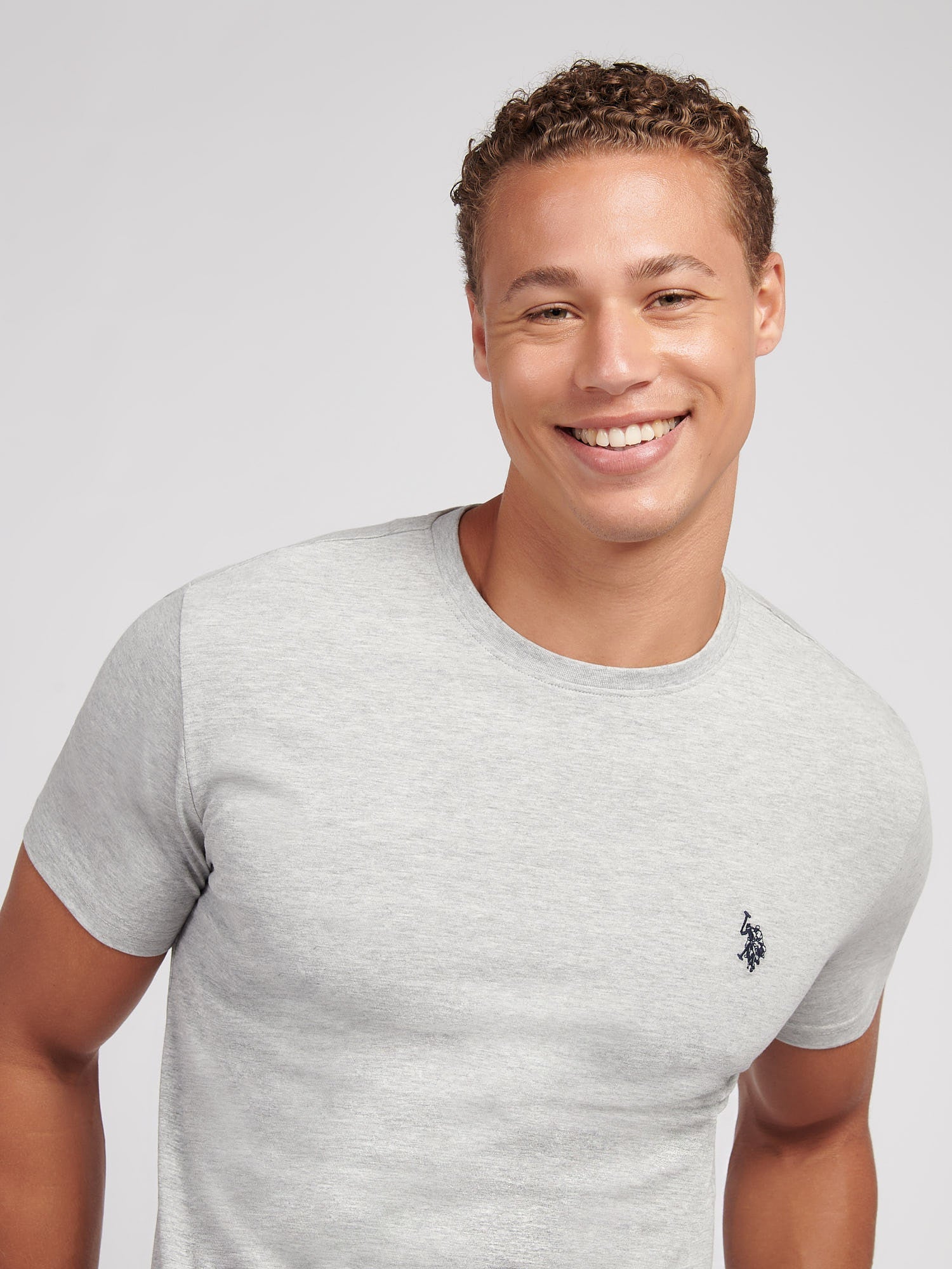 Mens USPA Back Graphic T-Shirt in Mid Grey Marl