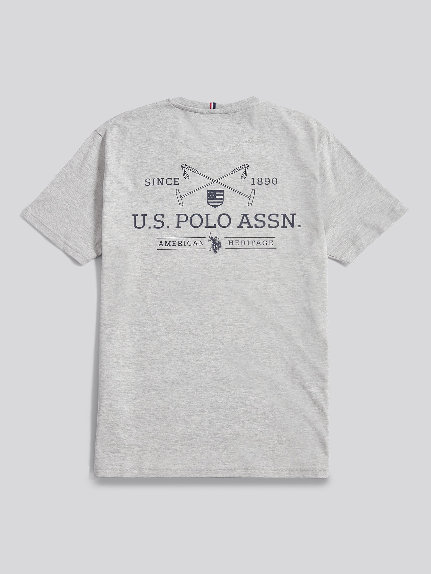 Mens USPA Back Graphic T-Shirt in Mid Grey Marl