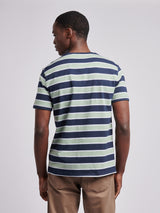 Mens Stripe Double Horsemen T-Shirt in Dark Sapphire Navy
