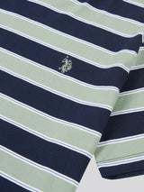 Mens Stripe Double Horsemen T-Shirt in Dark Sapphire Navy