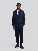 Mens Player 3 Zip Hoodie in Dark Sapphire Navy / Haute Red DHM