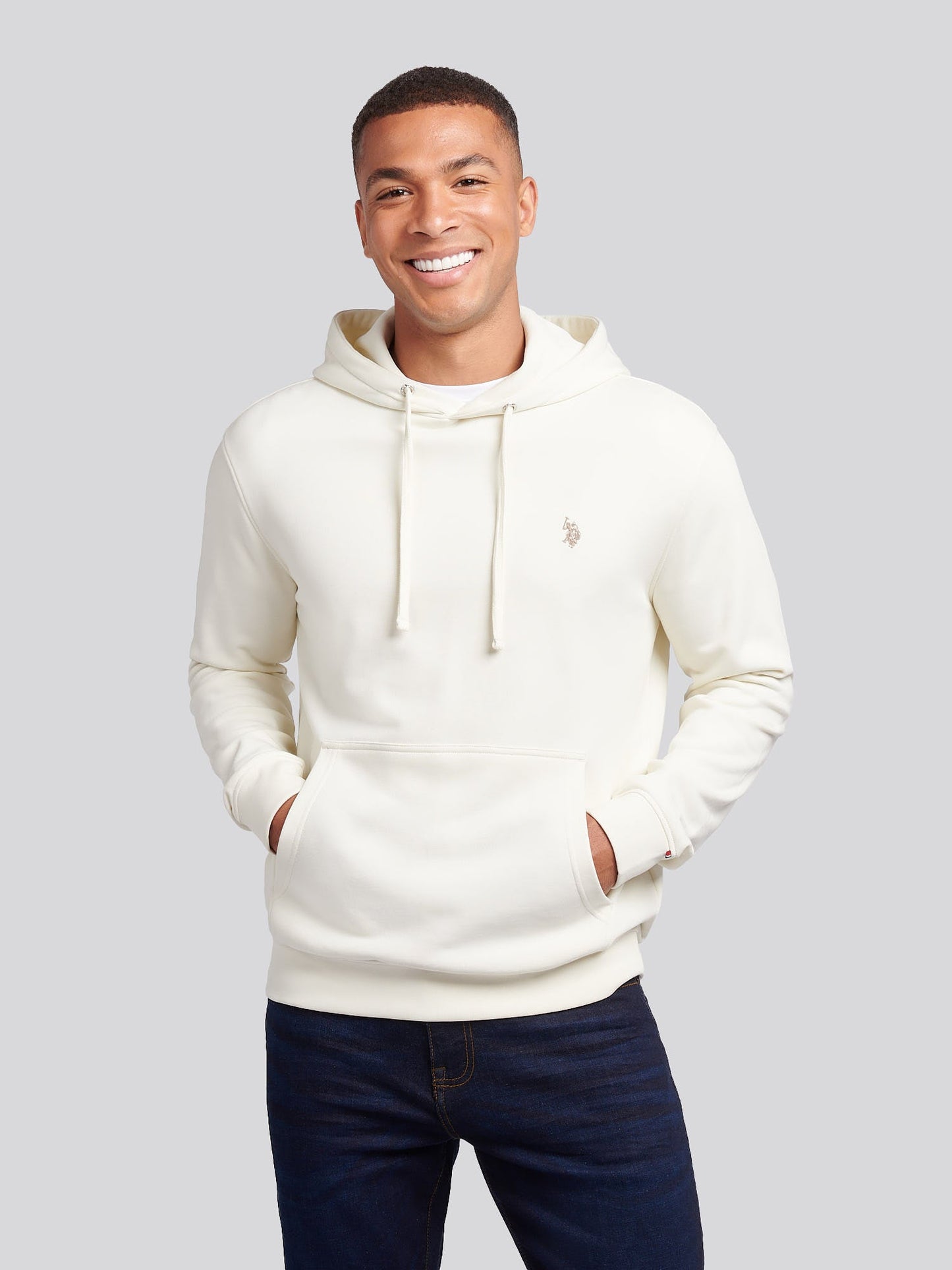 Mens Double Horsemen Loopback Hoodie Whisper White