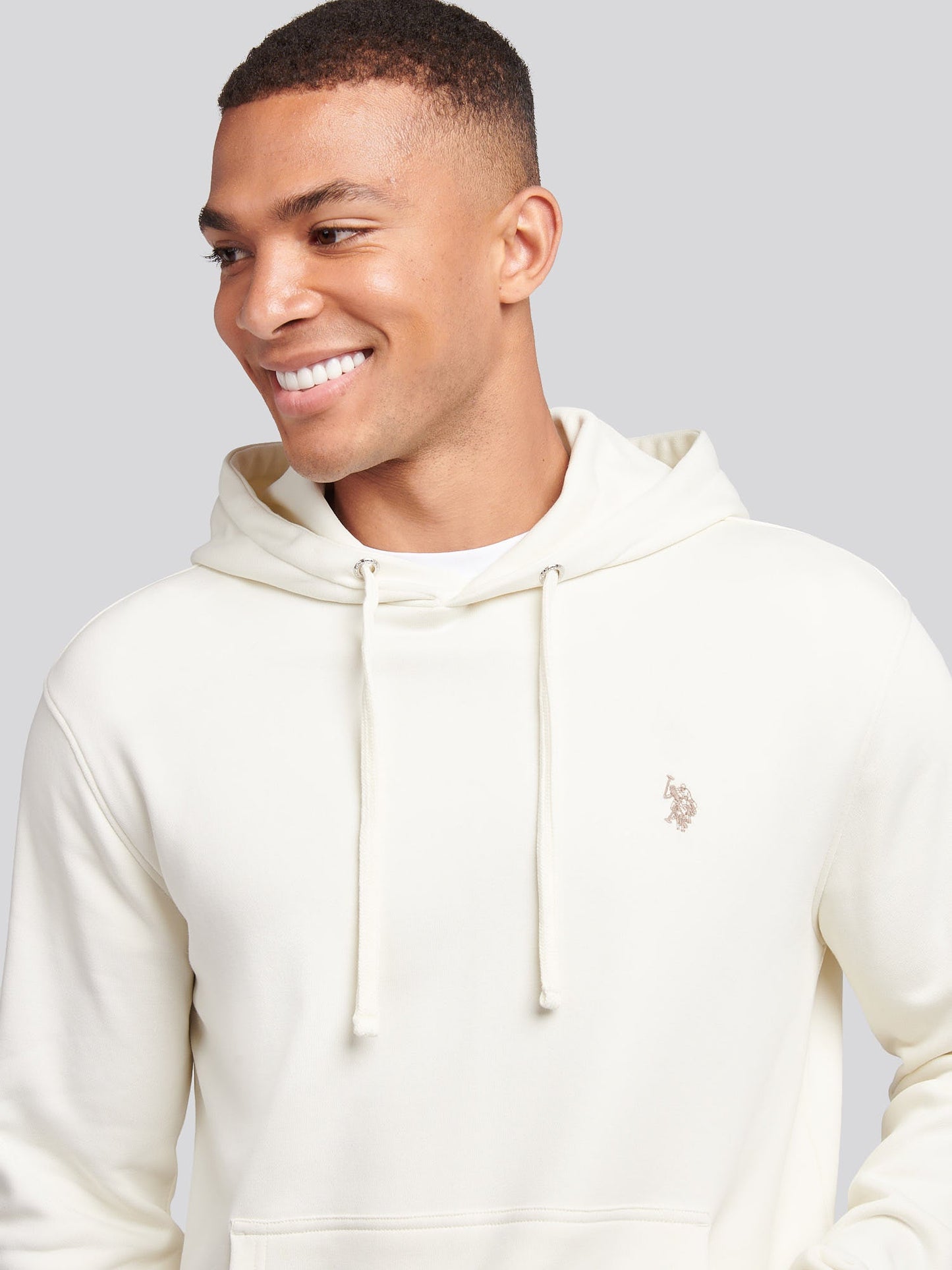 Mens Double Horsemen Loopback Hoodie Whisper White