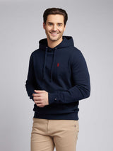 Mens Double Horsemen Loopback Hoodie Dark Sapphire Navy / Haute Red DHM