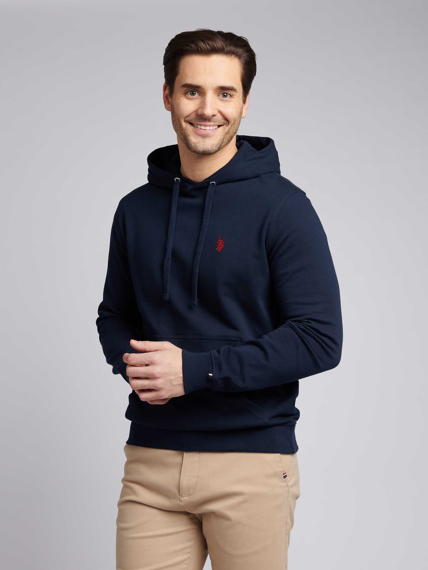 Mens Double Horsemen Loopback Hoodie Dark Sapphire Navy / Haute Red DHM