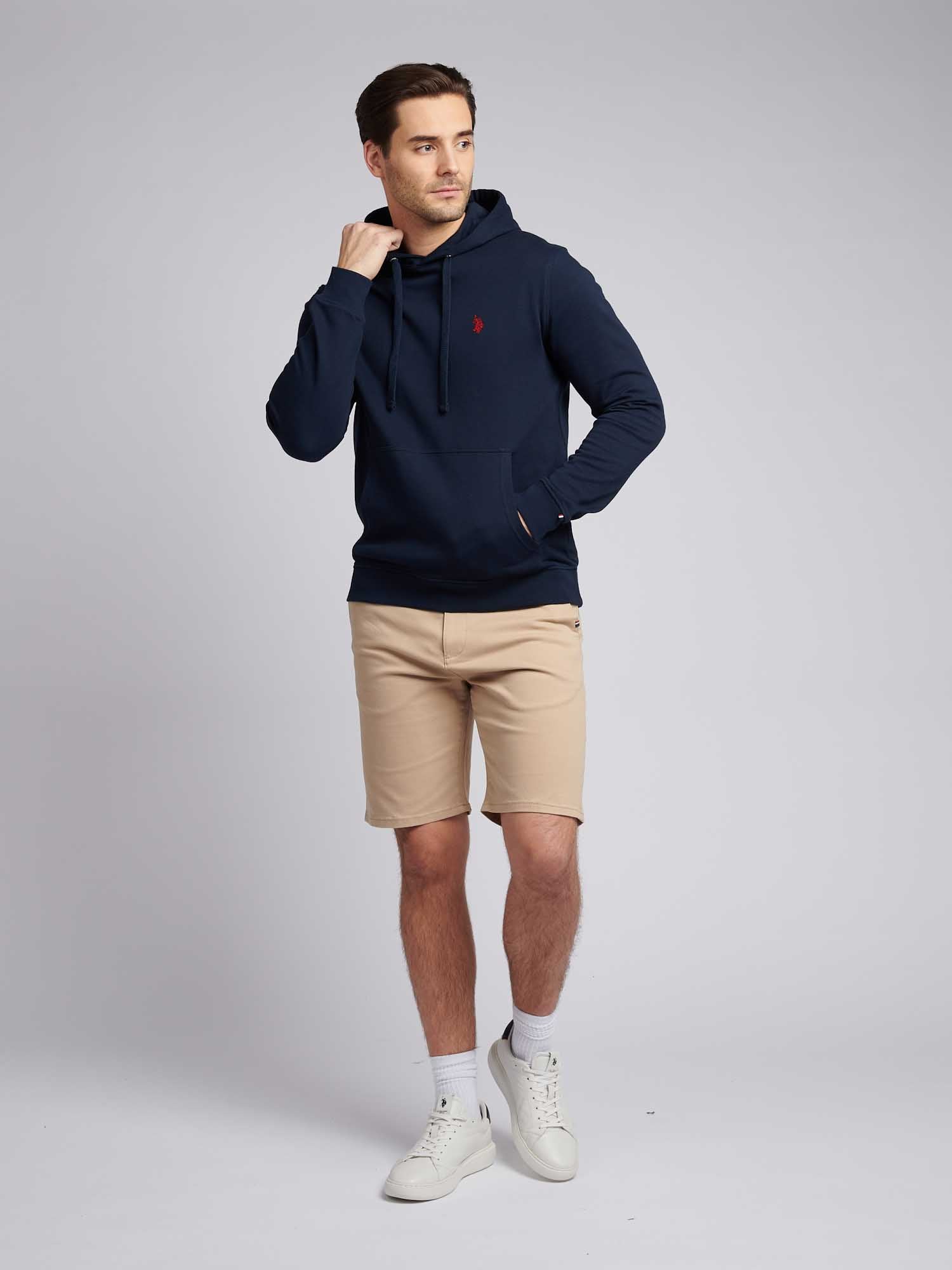 Mens Double Horsemen Loopback Hoodie Dark Sapphire Navy / Haute Red DHM