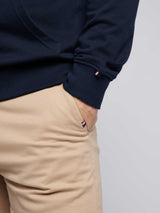 Mens Double Horsemen Loopback Hoodie Dark Sapphire Navy / Haute Red DHM