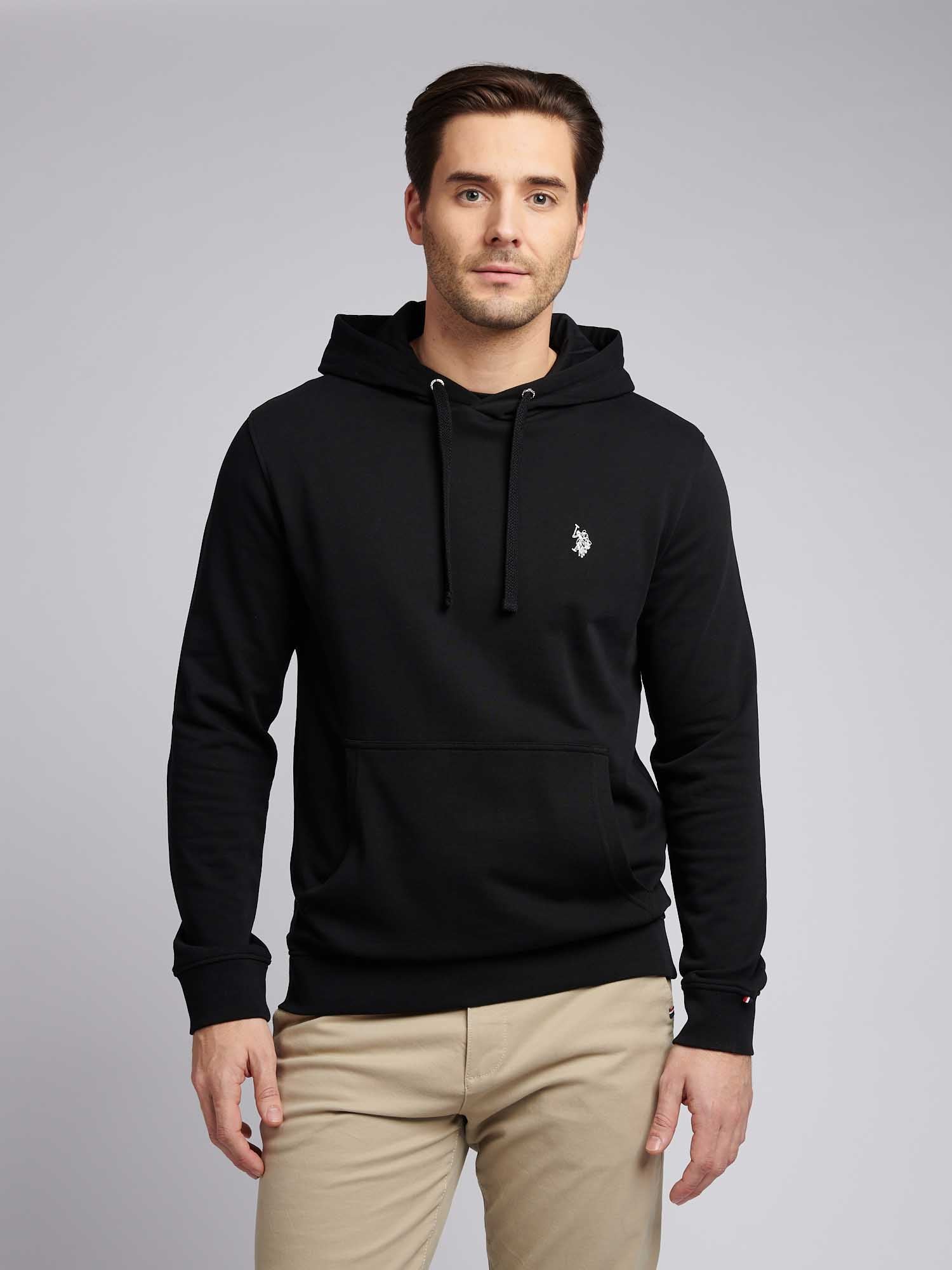 Mens Double Horsemen Loopback Hoodie Black Bright White DHM