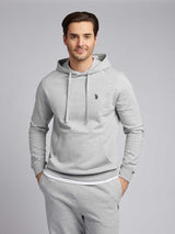 Mens Double Horsemen Loopback Hoodie Mid Grey Marl