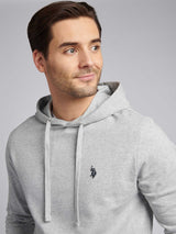 Mens Double Horsemen Loopback Hoodie Mid Grey Marl