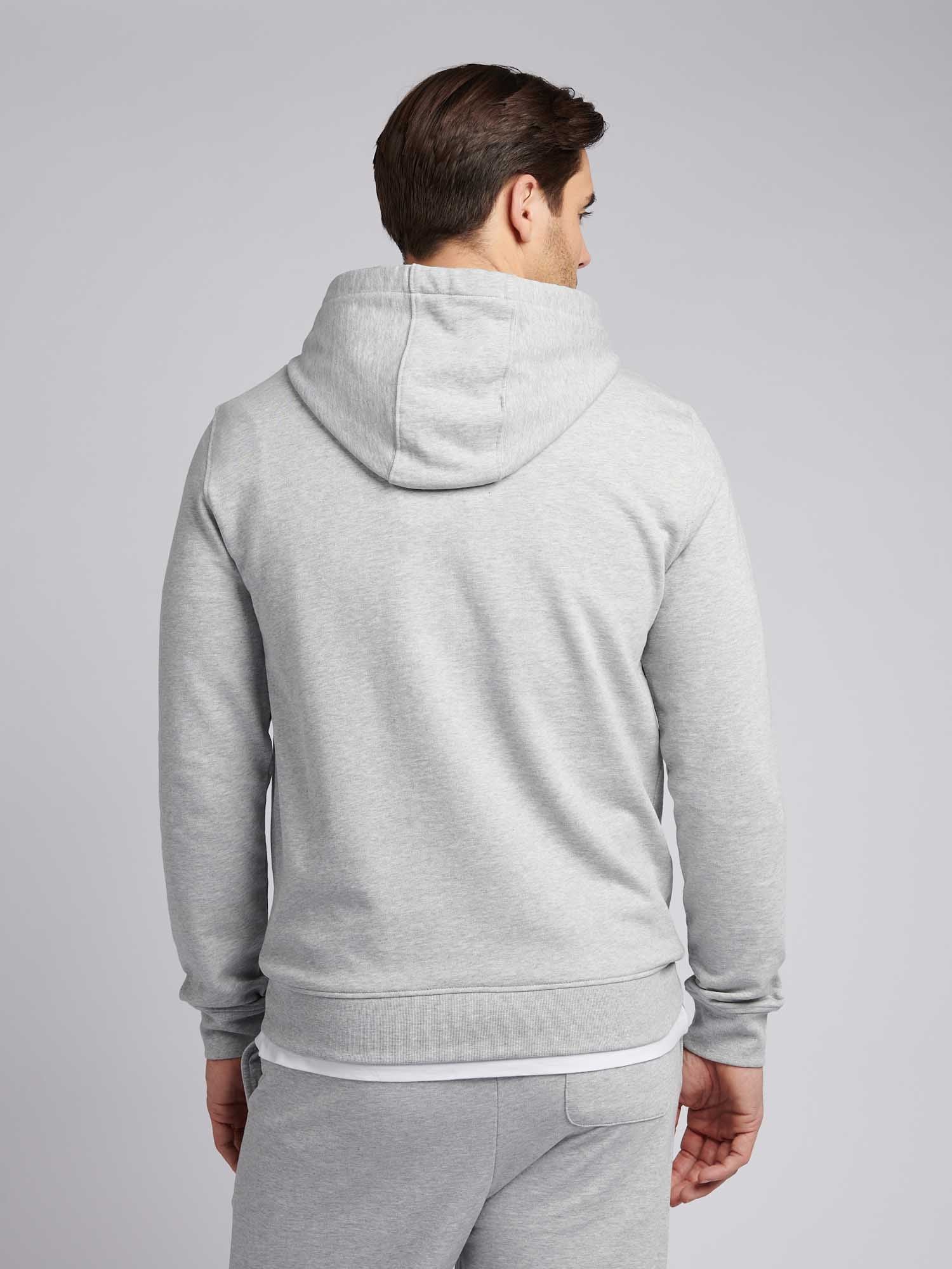 Mens Double Horsemen Loopback Hoodie Mid Grey Marl