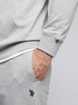 Mens Double Horsemen Loopback Hoodie Mid Grey Marl