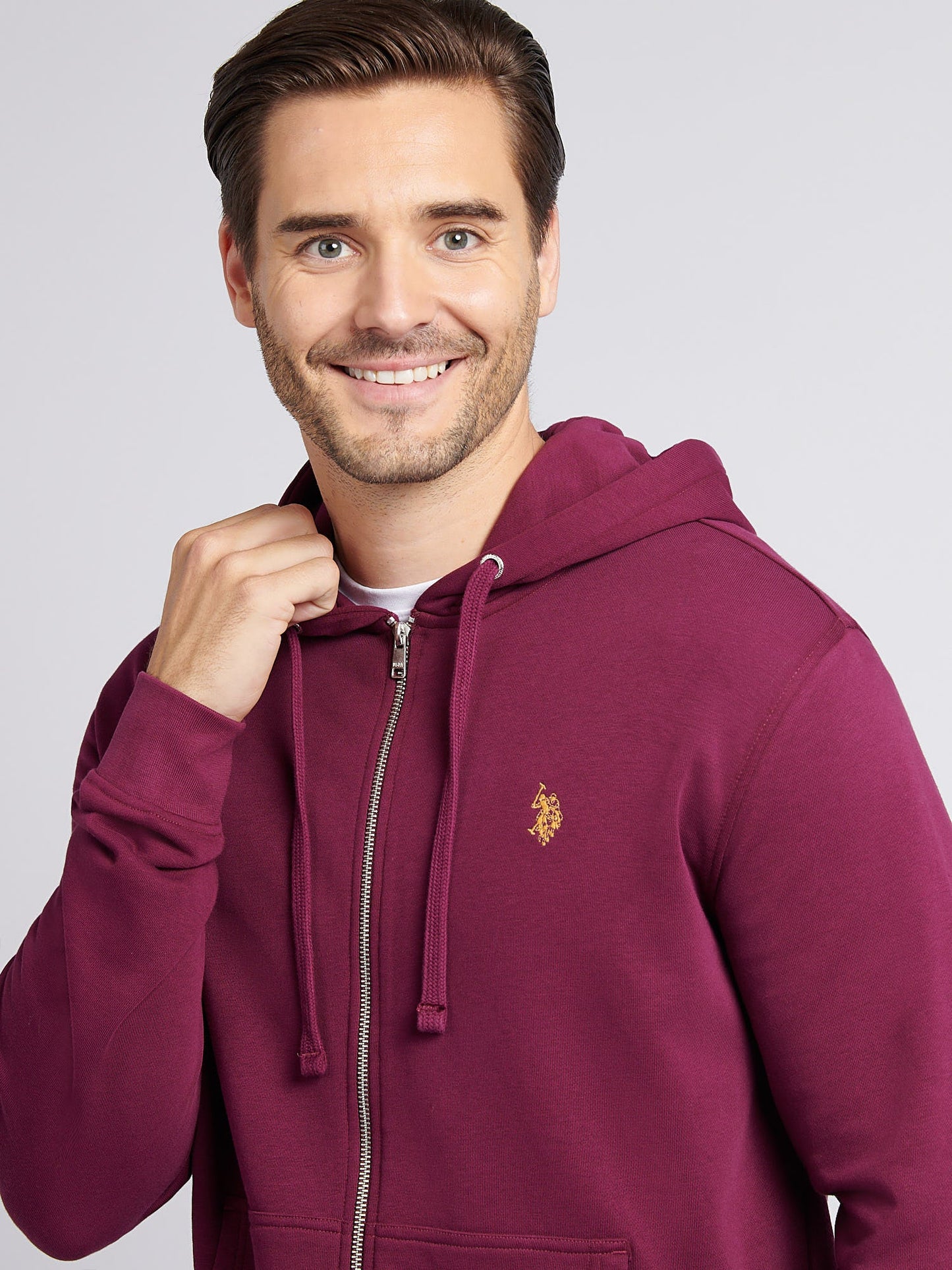 Mens Double Horsemen Loopback Zip Hoodie Grape Wine