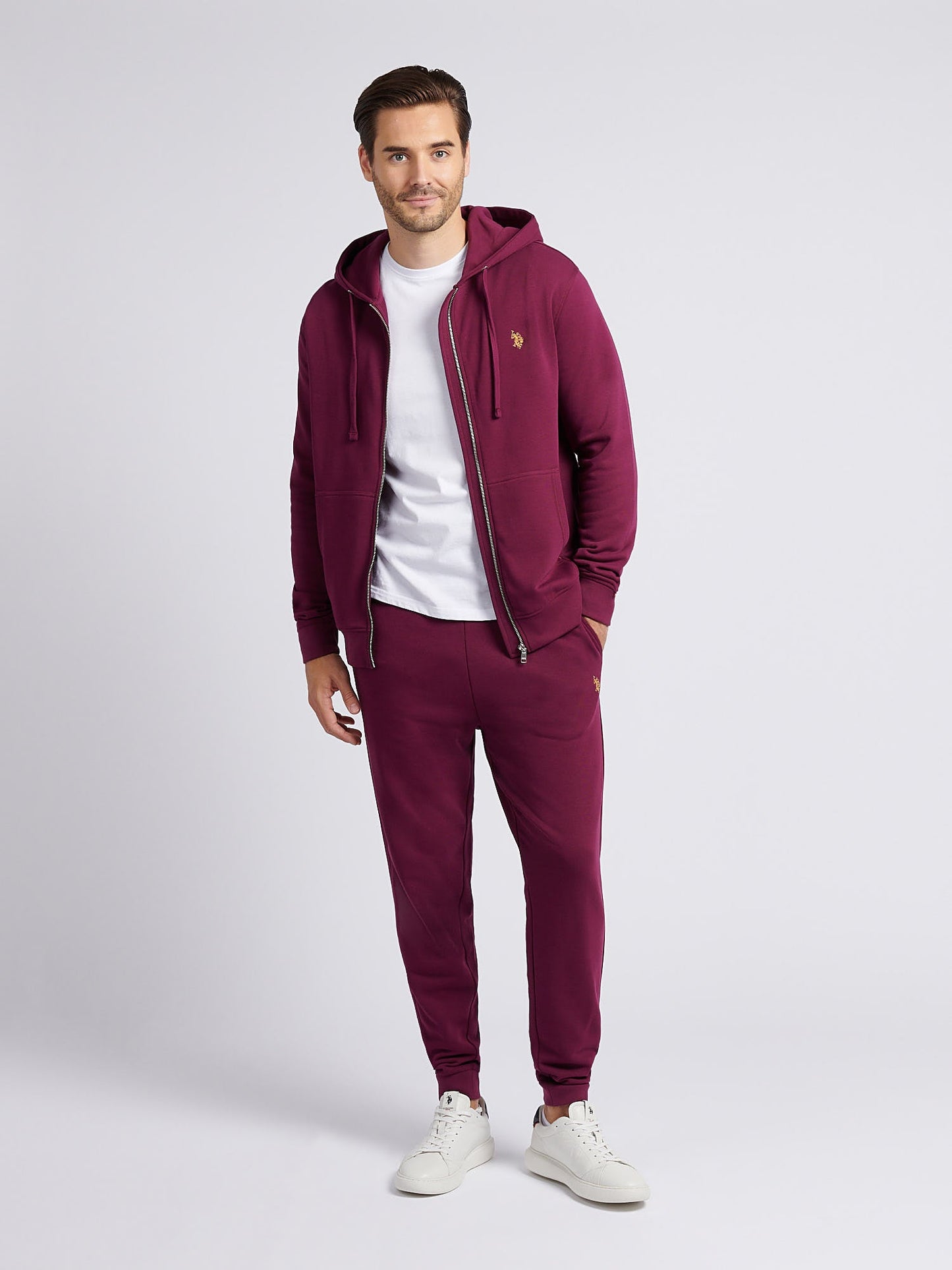 Mens Double Horsemen Loopback Zip Hoodie Grape Wine