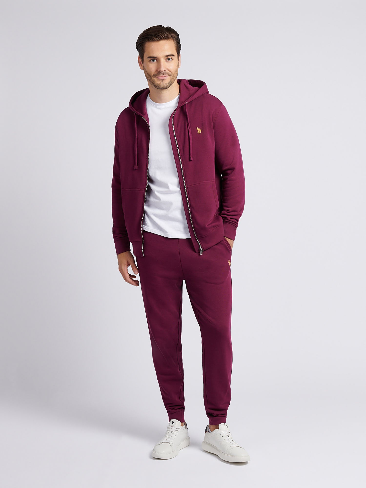Mens Double Horsemen Loopback Zip Hoodie Grape Wine