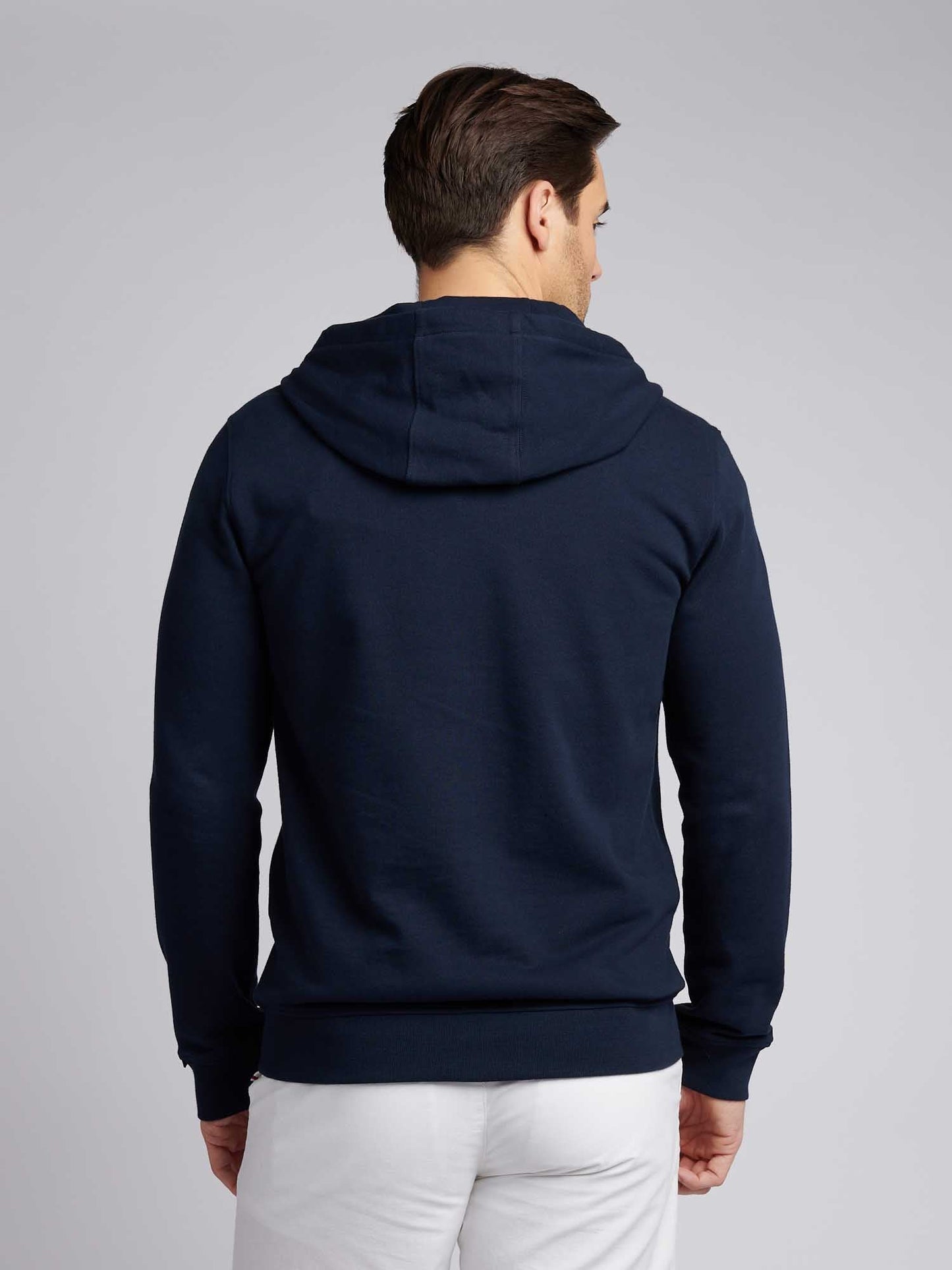 Mens Double Horsemen Loopback Zip Hoodie Dark Sapphire Navy / Haute Red DHM