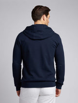 Mens Double Horsemen Loopback Zip Hoodie Dark Sapphire Navy / Haute Red DHM