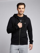 Mens Double Horsemen Loopback Zip Hoodie Black Bright White DHM