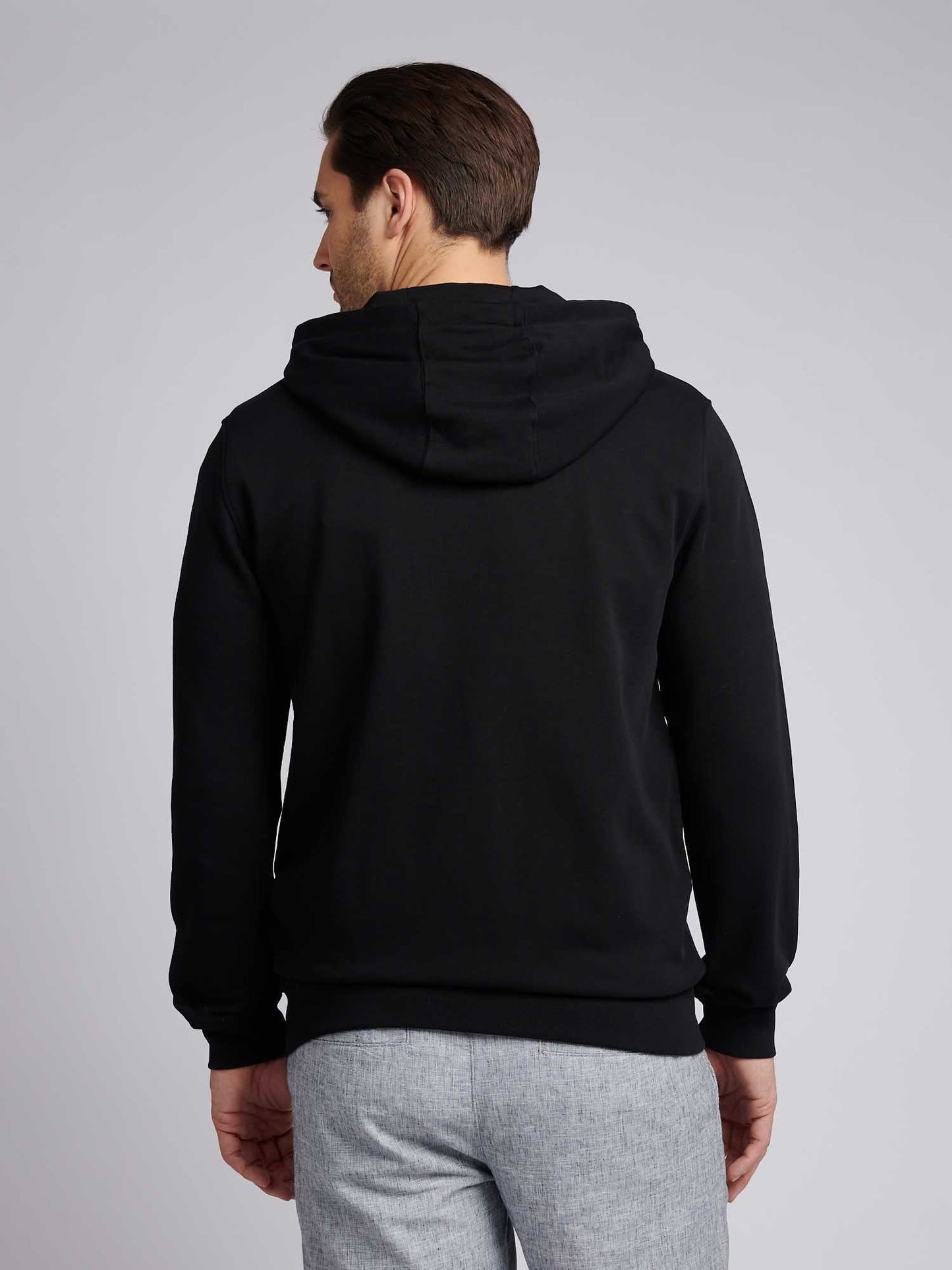 Mens Double Horsemen Loopback Zip Hoodie Black Bright White DHM