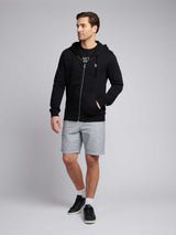 Mens Double Horsemen Loopback Zip Hoodie Black Bright White DHM