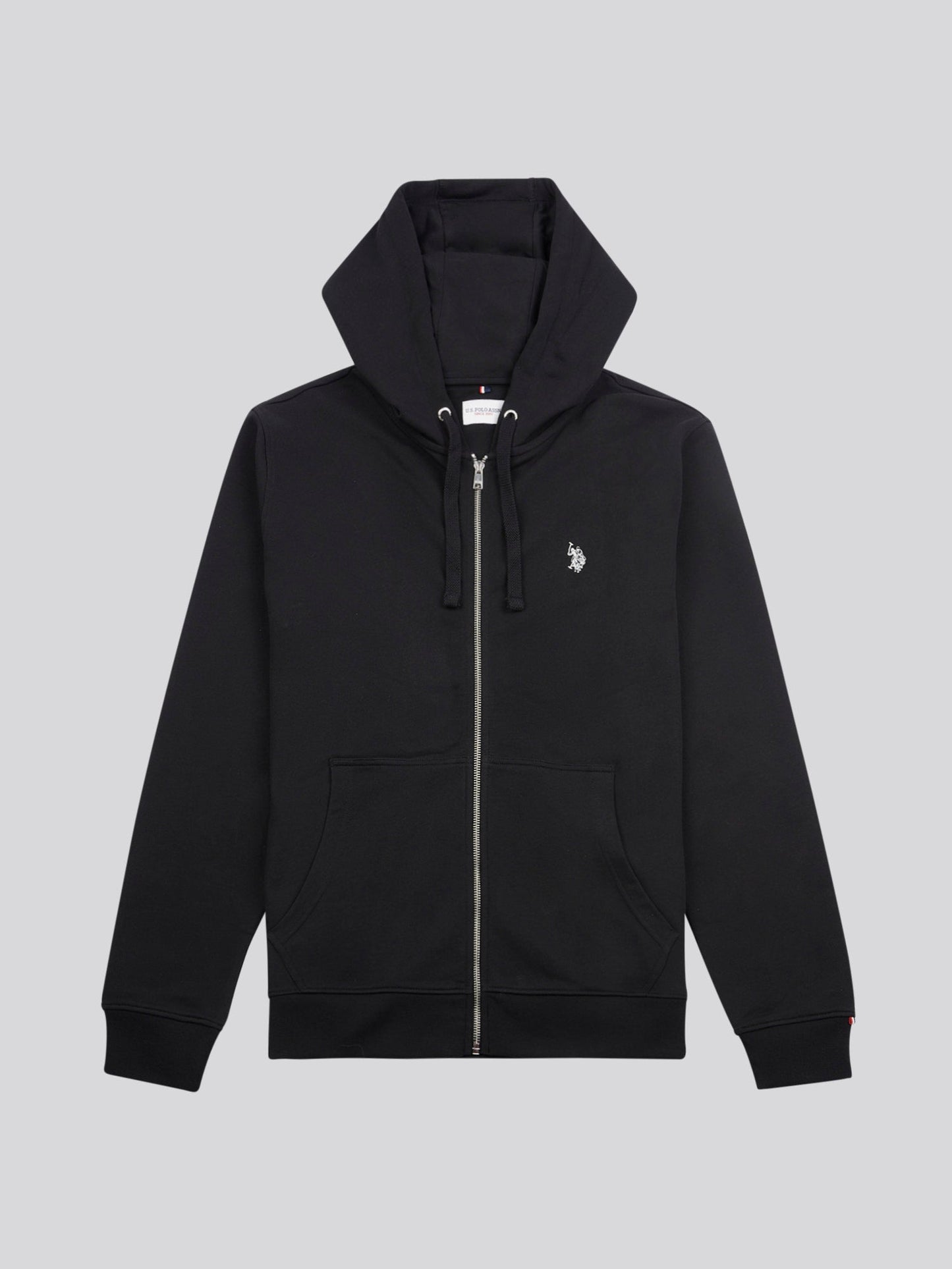 Mens Double Horsemen Loopback Zip Hoodie Black Bright White DHM