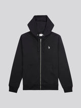 Mens Double Horsemen Loopback Zip Hoodie Black Bright White DHM